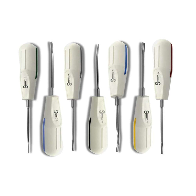 SurgiWorld oral surgery instruments - 7-piece luxator elevator set for dental extraction procedures