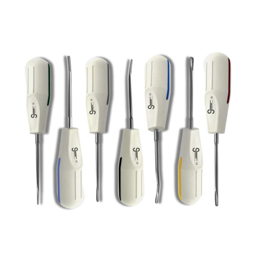 SurgiWorld oral surgery instruments - 7-piece luxator elevator set for dental extraction procedures